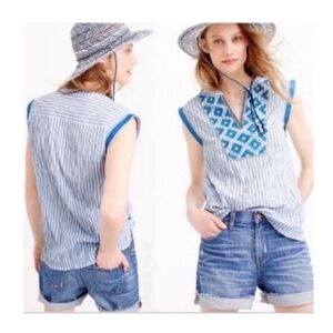 J. Crew Embroidered Sunburst Stripe Sleeveless Top